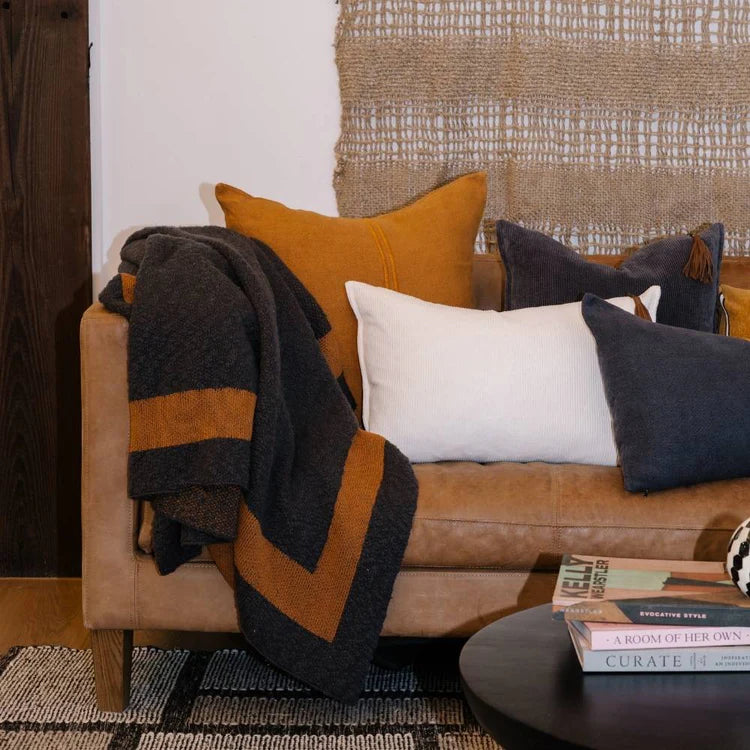 Zen Throw - Midnight with Mustard Border
