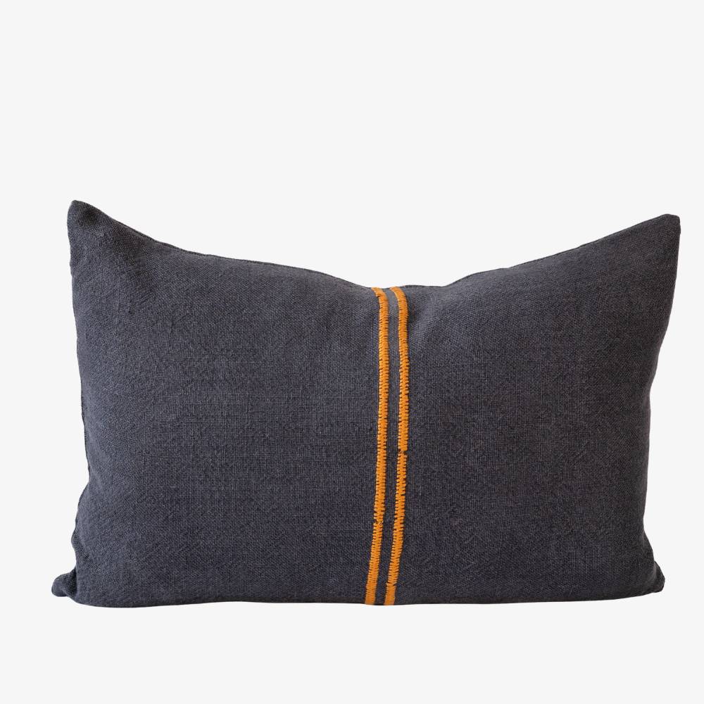 Orion Linen Cushion - Midnight & Mustard