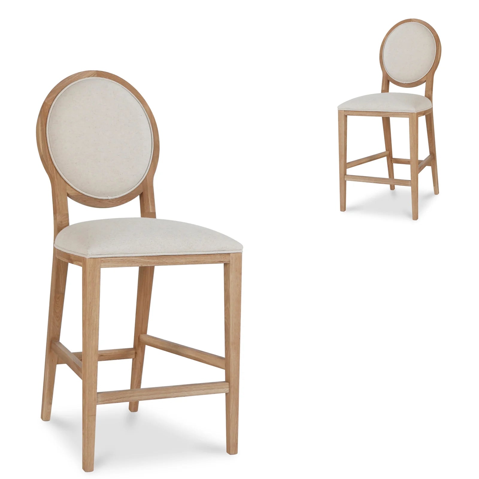 Set of 2 Hamptons Light Beige Bar Stools