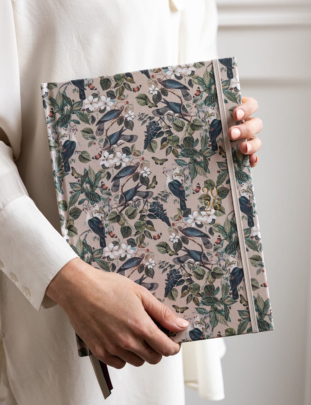 Bespoke Letterpress 2026 Desktop A4 Linen Bound Planner - Botanical Grove
