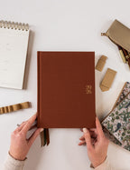 Bespoke Letterpress 2026 Day to a Page Large Linen Bound Planner - Bronze