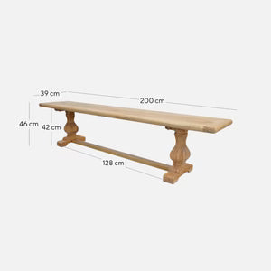 Titan 2m Reclaimed ELM Wood Bench Natural