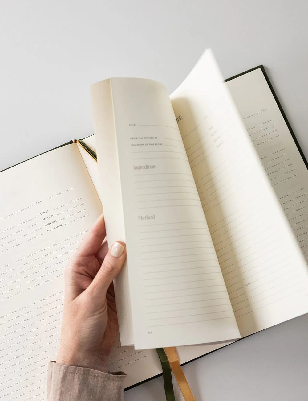 Bespoke Letterpress Heirloom Recipe Book Journal - Basil Green