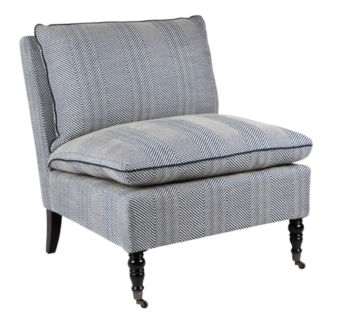 Candace Occasional Chair Chevron Blue Linen