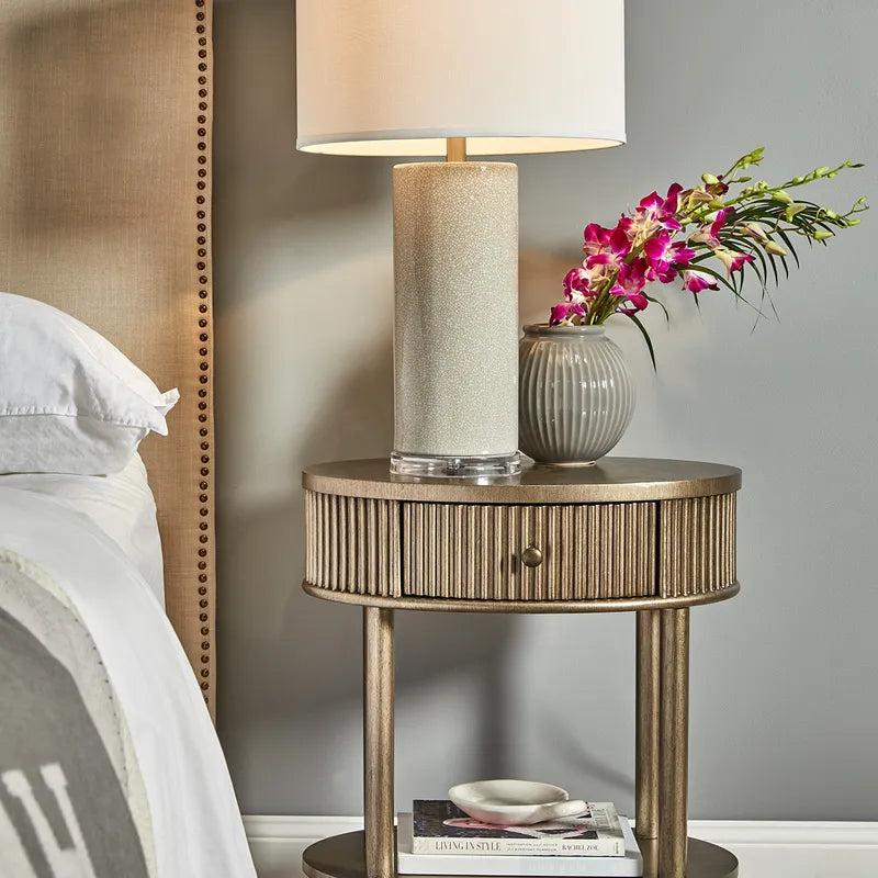 Arielle Oval Bedside Table Antique Gold