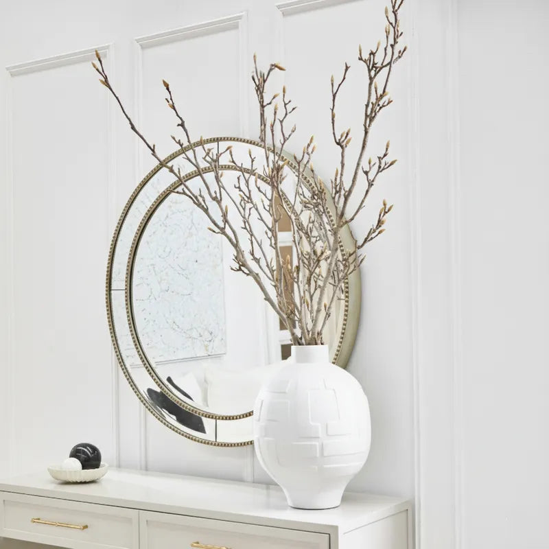 Zeta Wall Mirror - Round Antique Silver