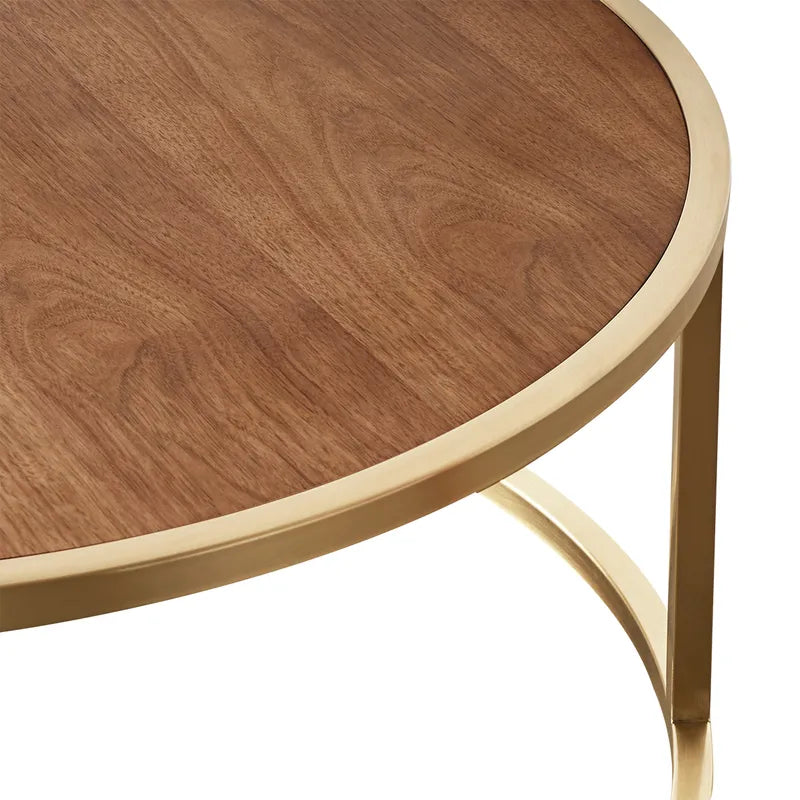 Chloe Glass and Timber Nesting Coffee Table - Gold